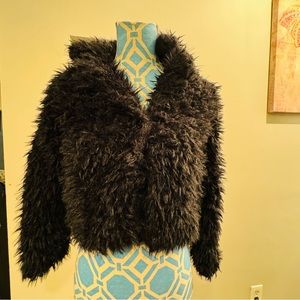Forever 21 Girls  Faux Fur Jacket Size 7/8 New With Tag Black